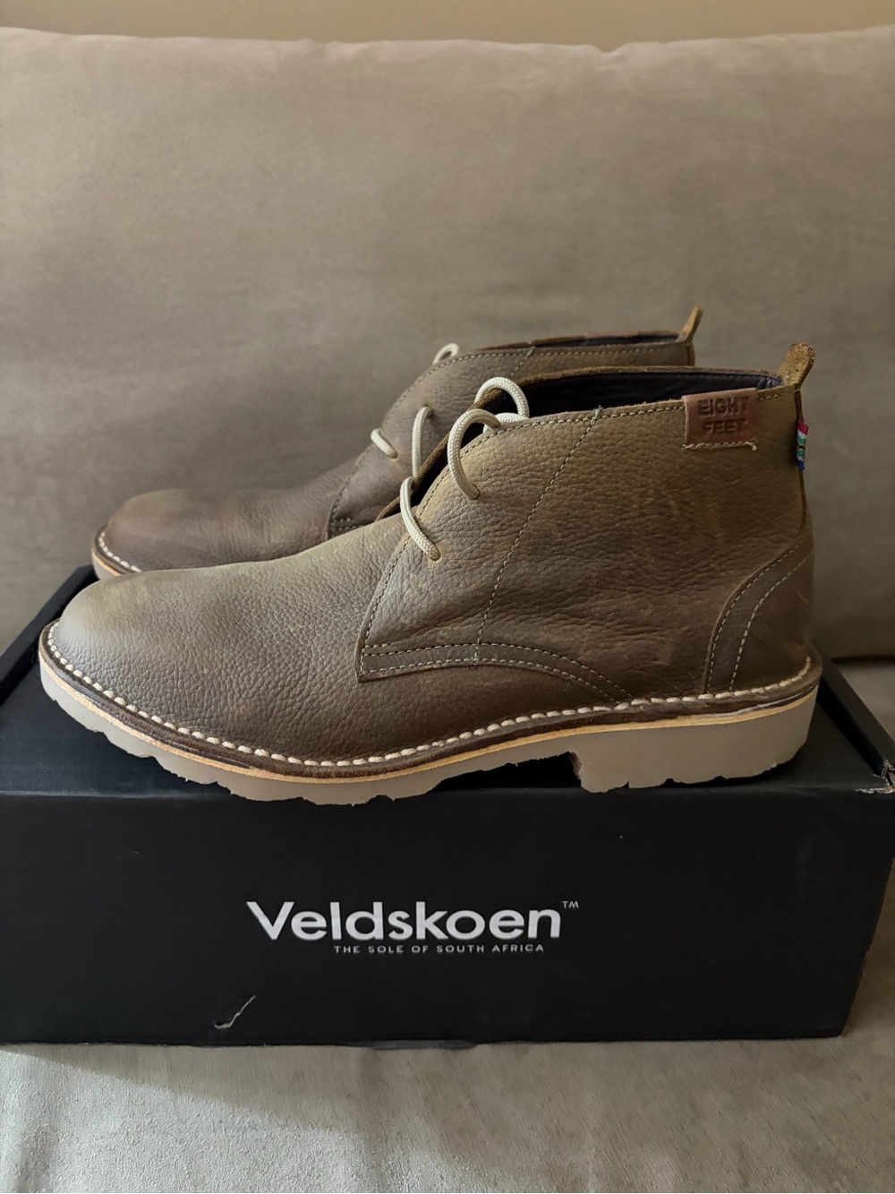 Veldskoen Eight Feet Men's Olive Brown Leather Chukka Boots - size 9 - Picture 3 of 10
